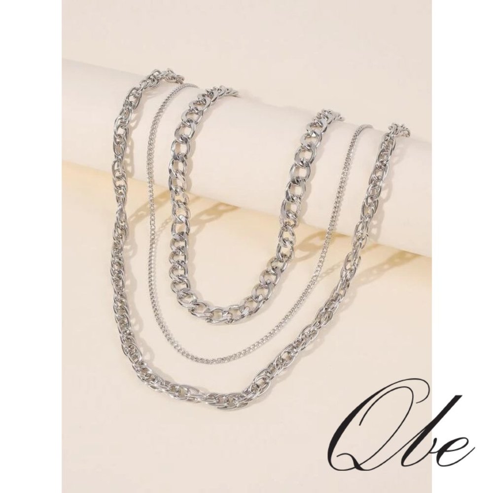 Qbe 2 sets Solid Chain Necklace